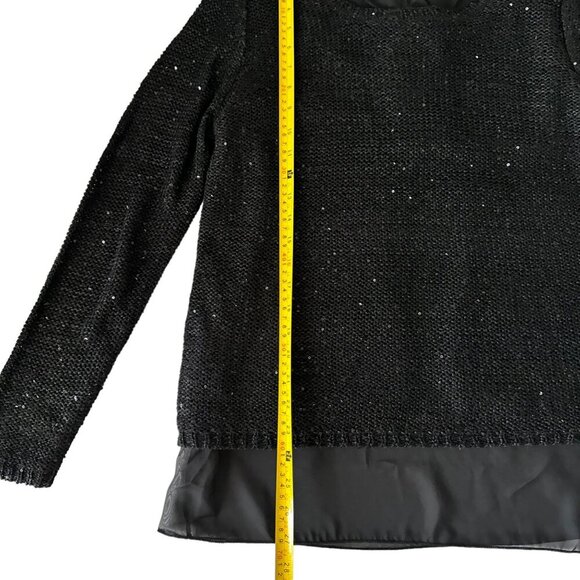 NWT Tunic Sweater Sz. L Black Knit Bows Layered Sequin Whimsigoth Gothic Witch - Picture 7 of 11